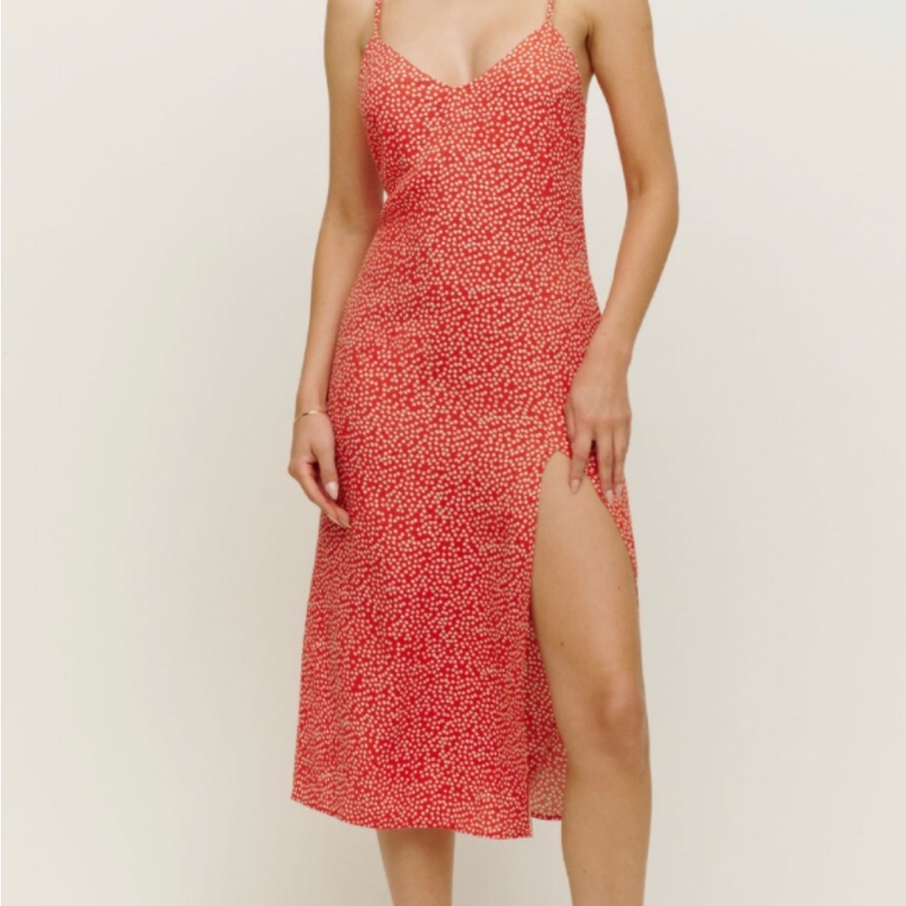 Reformation Red Crimini Slip Dress